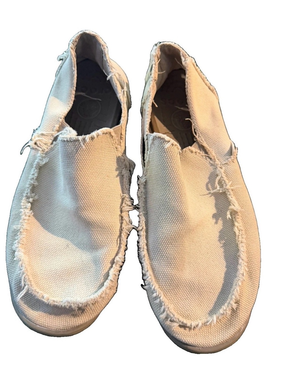 Crocs Santa Cruz Loafers Mens Size 11 Tan Canvas Slip On Shoes 10128